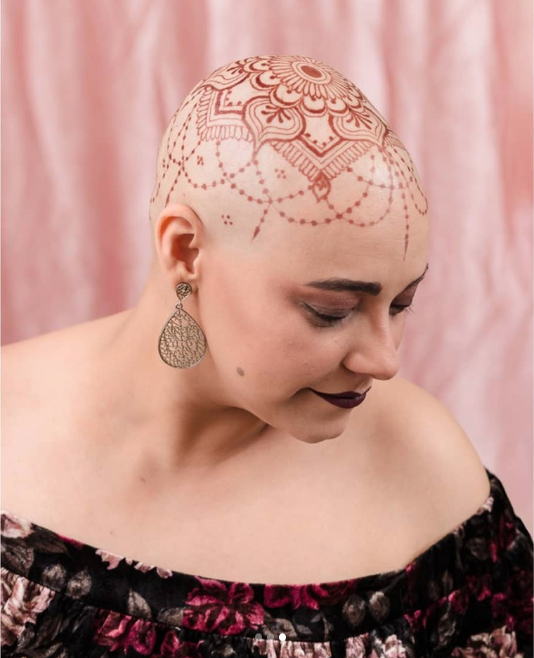 beautiful henna crown on cancer patient
