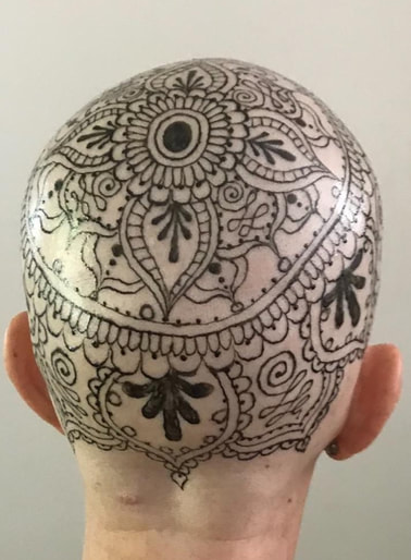 henna on head for crown of courage project