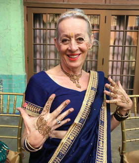 guest with sangeet henna at a wedding party 