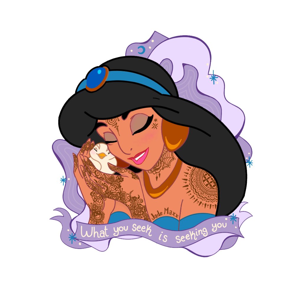 Jasmine Princess with henna tattoo and bird
