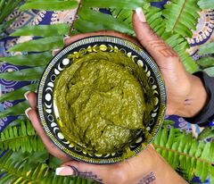 Henna made into a paste from the leaf of a plant